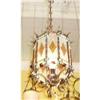Image 1 : Iron and Art Glass Lantern Fixture Chandelier #2136951