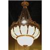 Image 1 : Beaded Crystal and Bronze Chandelier Fixture #2136957