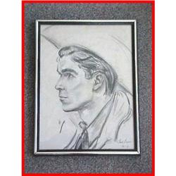 Original 1947 Signed Cowboy Portrait Drawing #2137085