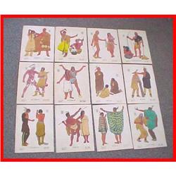 Set of 12 WPA Indian Colorful Illustrations #2137086