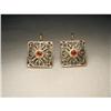 Image 1 : 18K Pink Gold Rose Cut Diamond Ruby Earrings #2137165