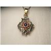Image 1 : 18K Pink Gold Diamond Ruby Sapphire Pendant #2137180