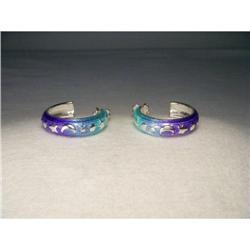 Hidalgo Enamel Sterling Silver Moon Stars Hoop #2137211