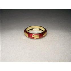 Hidalgo Red Enamel 18K YG Elephant Ring Band #2137212