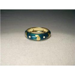 Hidalgo Blue Enamel 18K Gold Cats Diamond Band #2137217