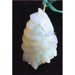 Carved opal Indian head in 14kyg bezel #2137221