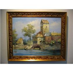 European Artist signed oil painting gilt frame!#2137226