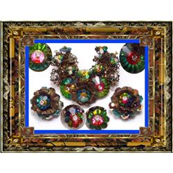 Vintage RARE RIVOLI Schreiner Brooch Earrings #2137239