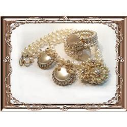 Vintage Dimple Glass Haskell necklace bracelet #2137244