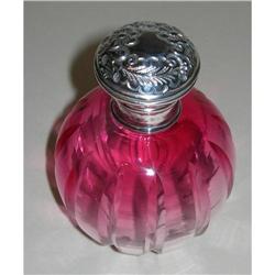 Antique Cranberry Perfume Bottle - Sterling #2137452