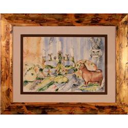 Candelabra Still Life watercolor painting Pitts#2150567