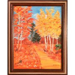 Fall Walkway - landscape oil painting #2150581
