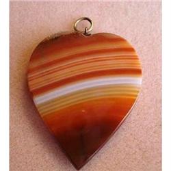 VICTORIAN SCOTTISH AGATE HEART PENDANT #2150649