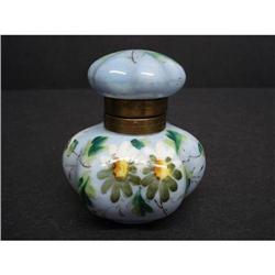 ANTIQUE HANDPAINTED HINGED LID INKWELL #2150663