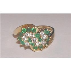 Diamond and Emerald Cluster Ring #2150671