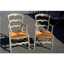 Pair of painted rush armchairs #2150692
