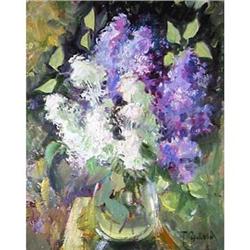 "Lilac in bank" oil in impressionism style. #2150770