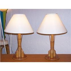 Vintage Rattan Pair of Lamps-eames era #2150860