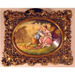 SIGNED VIENNESE ENAMEL COURTING COUPLE IN BRASS#2150876