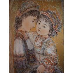 Mother and Child in Thera  litho by Edna Hibel #2150906