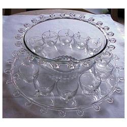 Heisey Lariat punch bowl,12 cups, & under plate#2150950