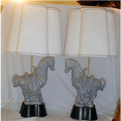 CHINESE TANG HORSE LAMPS ART MODERNE, PAIR #2150967