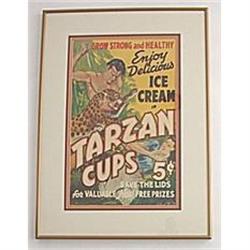 Rare Tarzan Ice Cream Cups Framed Poster 1930s #2150975