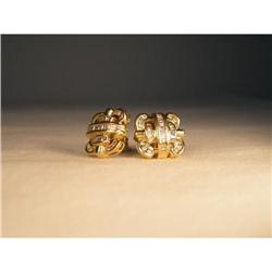 Estate 14K YG Baguette Diamond Channel Earrings#2151135