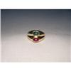 Image 1 : 14K YG Yellow Gold Cabochon Emerald Ruby Ring #2151184
