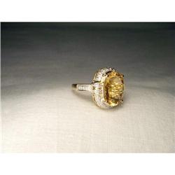 14K YG Gold Huge Citrine Diamond Filigree Ring #2151211