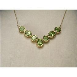 Estate 14K YG Gold Bezel Peridot Necklace #2151215