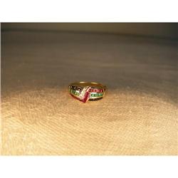Estate 14K YG Gold Sapphire Ruby Emerald Ring #2151218