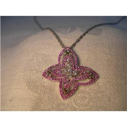 14K WG Gold Sapphire Diamond Butterfly Pendant #2151223