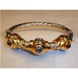Estate 14K WG 2-Tone Gold Garnet Topaz Bangle #2151224