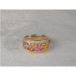 Estate 14K YG Tourmaline Sapphire Diamond Band #2151225