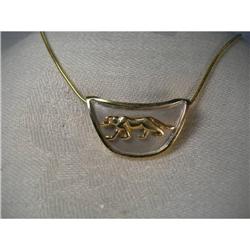 Estate 14K 2-tone Gold Panther Slide Pendant #2151237