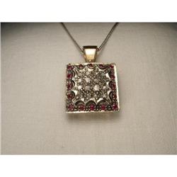 18K Pink Gold Diamond Ruby Filigree Pendant #2151241