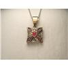 Image 1 : 18K Pink Gold Diamond Ruby Filigree Pendant #2151242