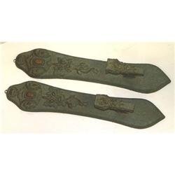 Wooden Sconces Arts Crafts Verdigris Polychrome#2151456