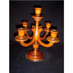 Hand-Carved Fruitwood Candelabra #2151490
