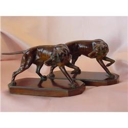 Art Deco Bronzed Pointer Dog Bookends #2171075