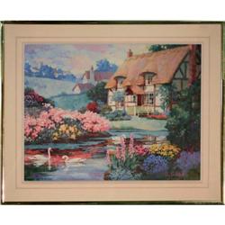 Cottage by Lake impressionist signed Burdzinski#2171145