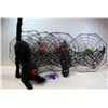 Image 1 : HALLOWEEN HANGING BAT, BLACK CAT, 4 SPIDER WEBS