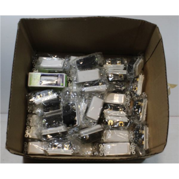 BOX WITH 41 DECORA 3-WAY SWITCHES AND