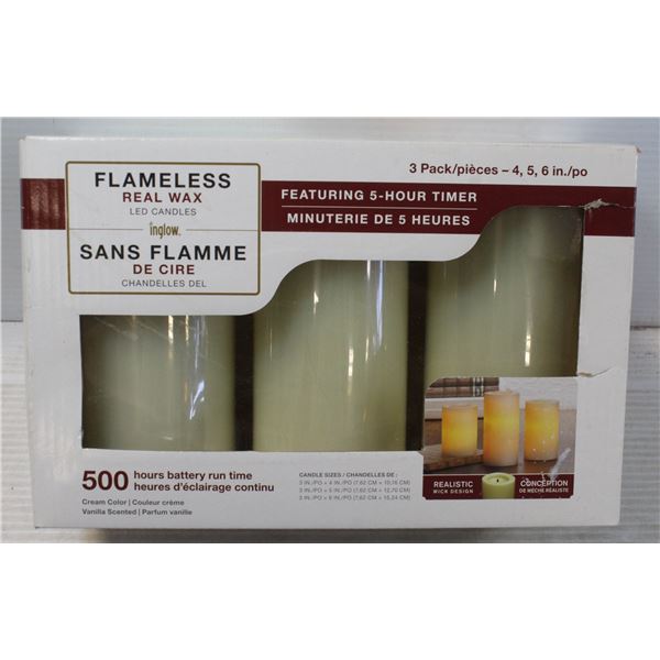 NEW FLAMELES REAL WAX 3PC