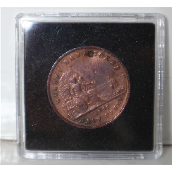 1852 CANADA QUEBEC BANK TOKEN 1/2 CENT