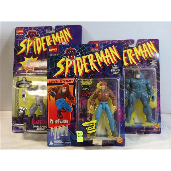 3 MARVEL SPIDERMAN ANIMATED SERIES ACTION FIGURES