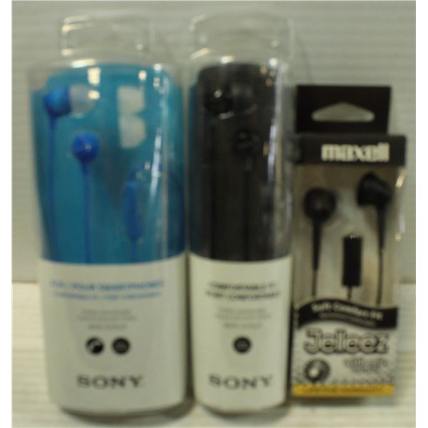 3 PAIRS OF COMFORTABLE FIT HEADPHONES