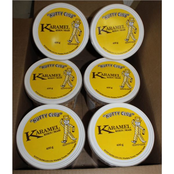 CASE LOT OF NUTTY CLUB KARMEL CORN TUBS SIX 400G