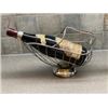 VINTAGE WIRE WINE BOTTLE HOLDER CADDY SILVER PLATE